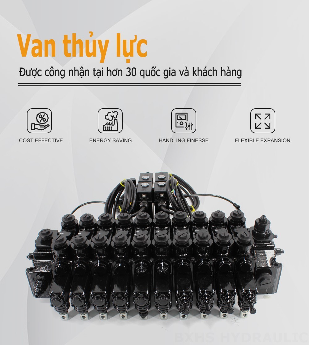 DCV150-10-NPT Thủ công và thủy lực điện Xy lanh 10 Van định hướng phân đoạn